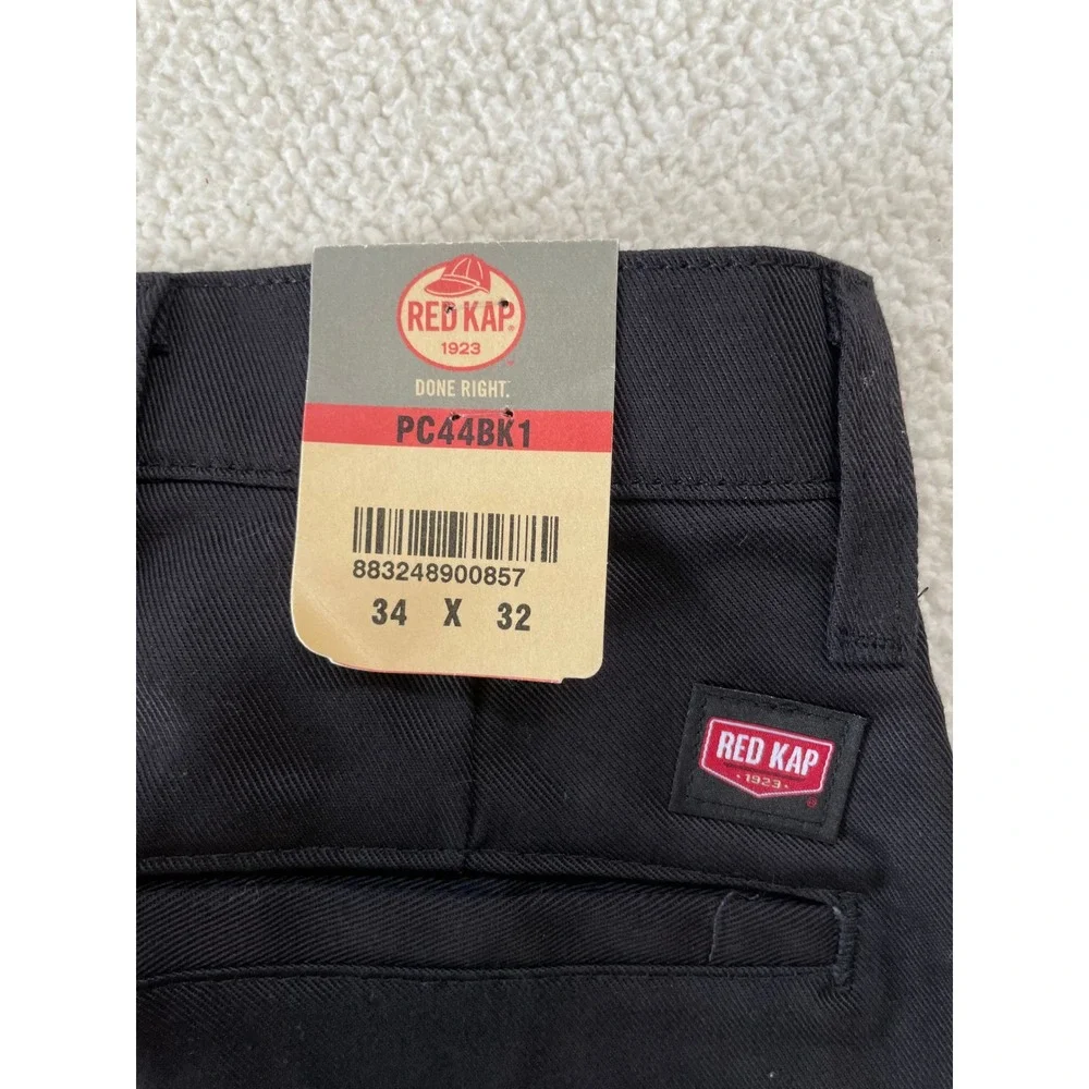 Red Kap Mens 34x32 Work Pants Black PC44BK1 100% Cotton Straight Leg